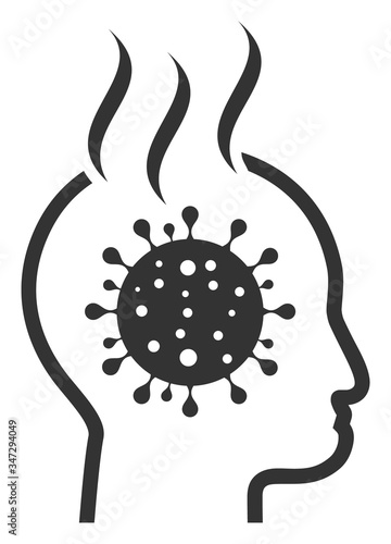 Vector brain meningitis flat icon. Vector pictogram style is a flat symbol brain meningitis icon on a white background.