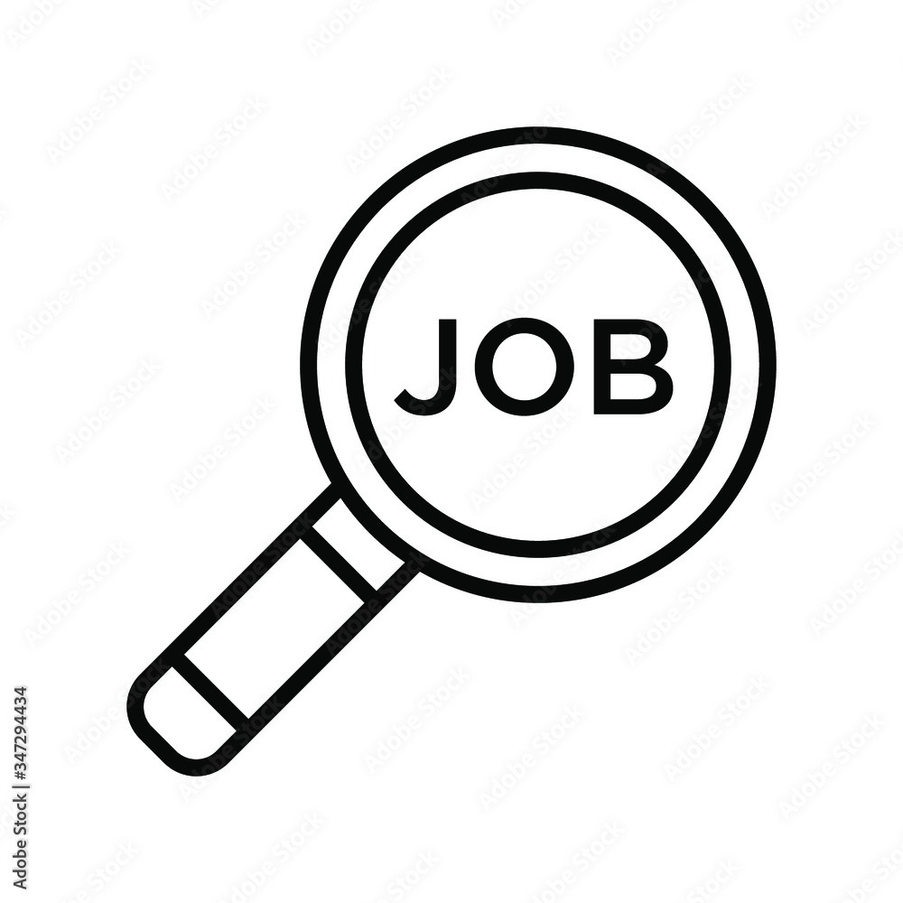 Search job vacancy icon vector in outline style on white background Search job vacancy icon vector in outline style on white background