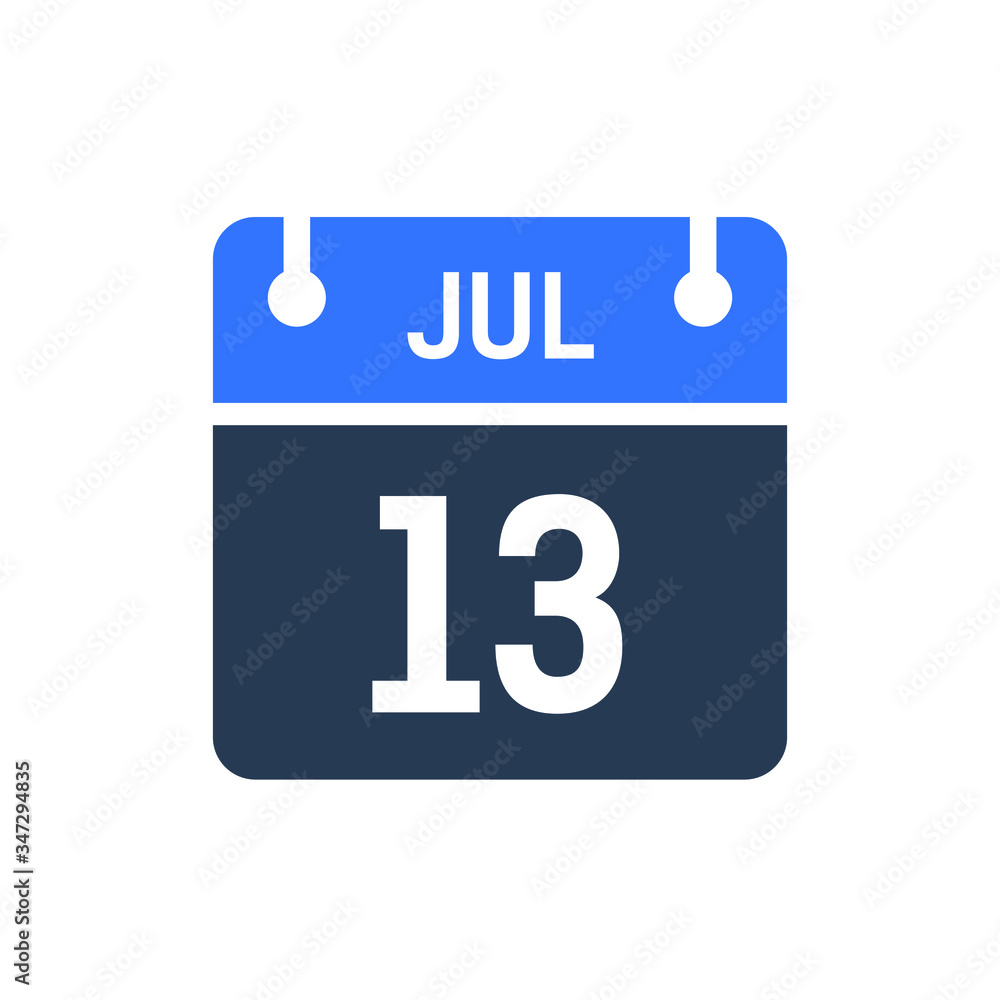 Calendar Date Icon - July 13 Vector Graphic Calendar Date Icon - July 13 Vector Graphic