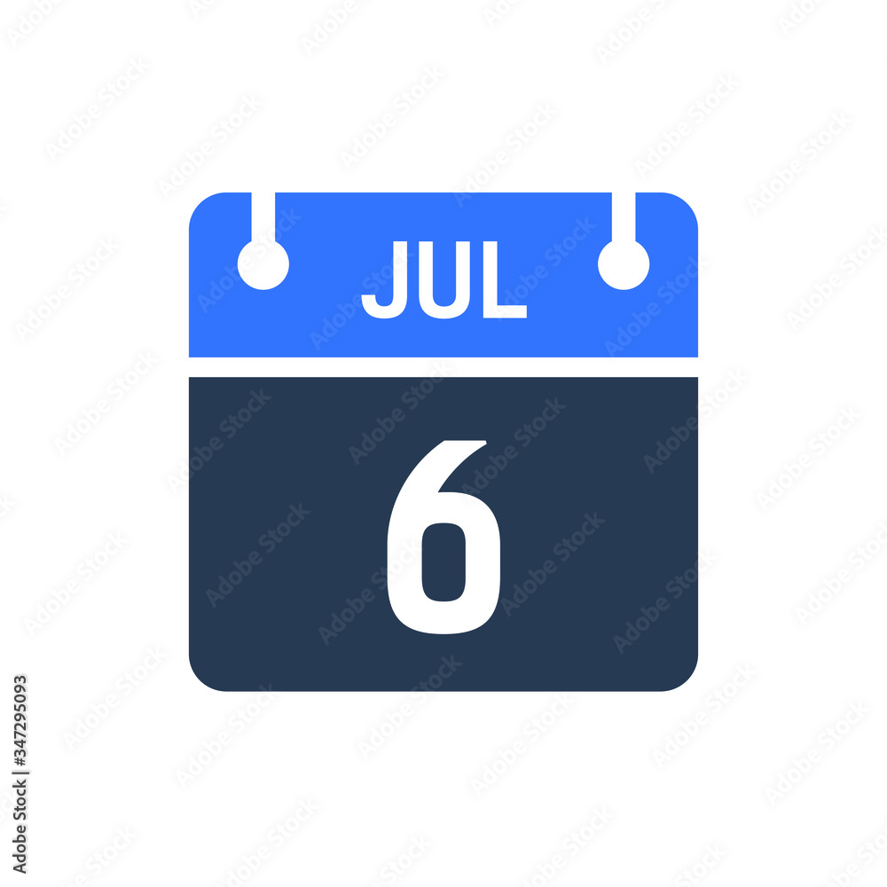 Calendar Date Icon - July 6 Vector Graphic Calendar Date Icon - July 6 Vector Graphic