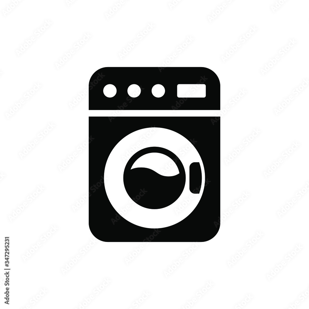washing machine icon vector in black flat design on white background washing machine icon vector in black flat design on white background