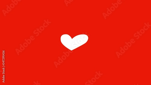 The consistent appearance of words Love, joy, happiness on colorfully filled backgrounds and a shape of a beating heart.