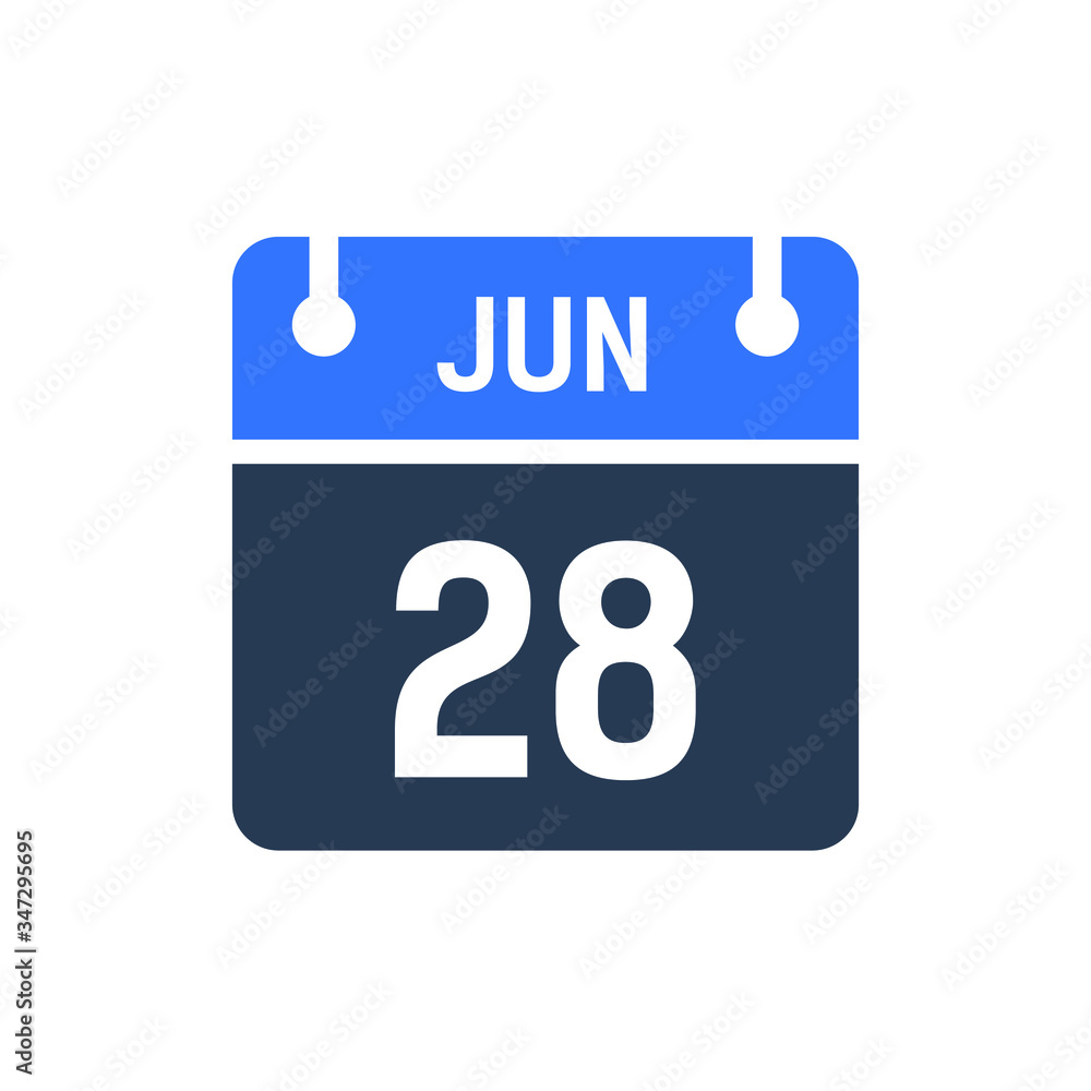 Calendar Date Icon - June 28 Vector Graphic Calendar Date Icon - June 28 Vector Graphic