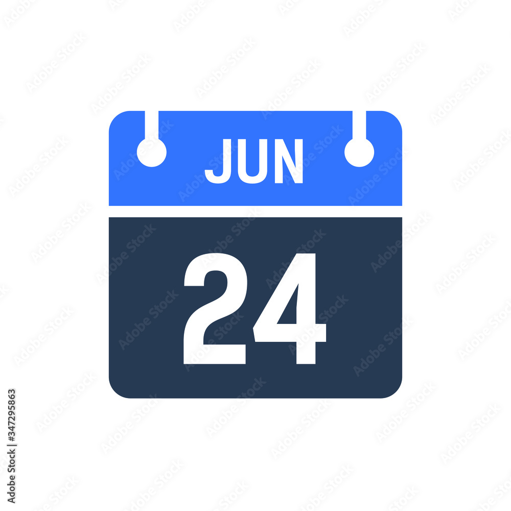 Calendar Date Icon - June 24 Vector Graphic Calendar Date Icon - June 24 Vector Graphic