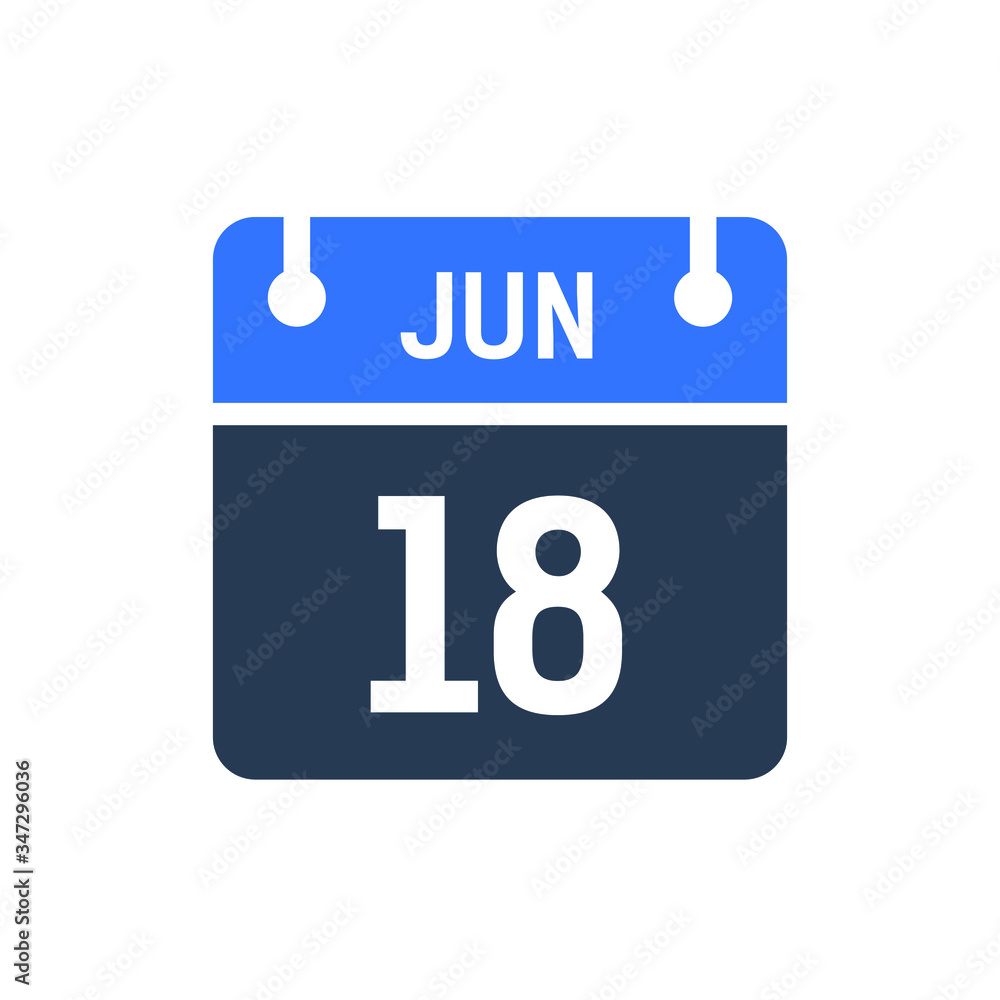 Calendar Date Icon - June 18 Vector Graphic Calendar Date Icon - June 18 Vector Graphic
