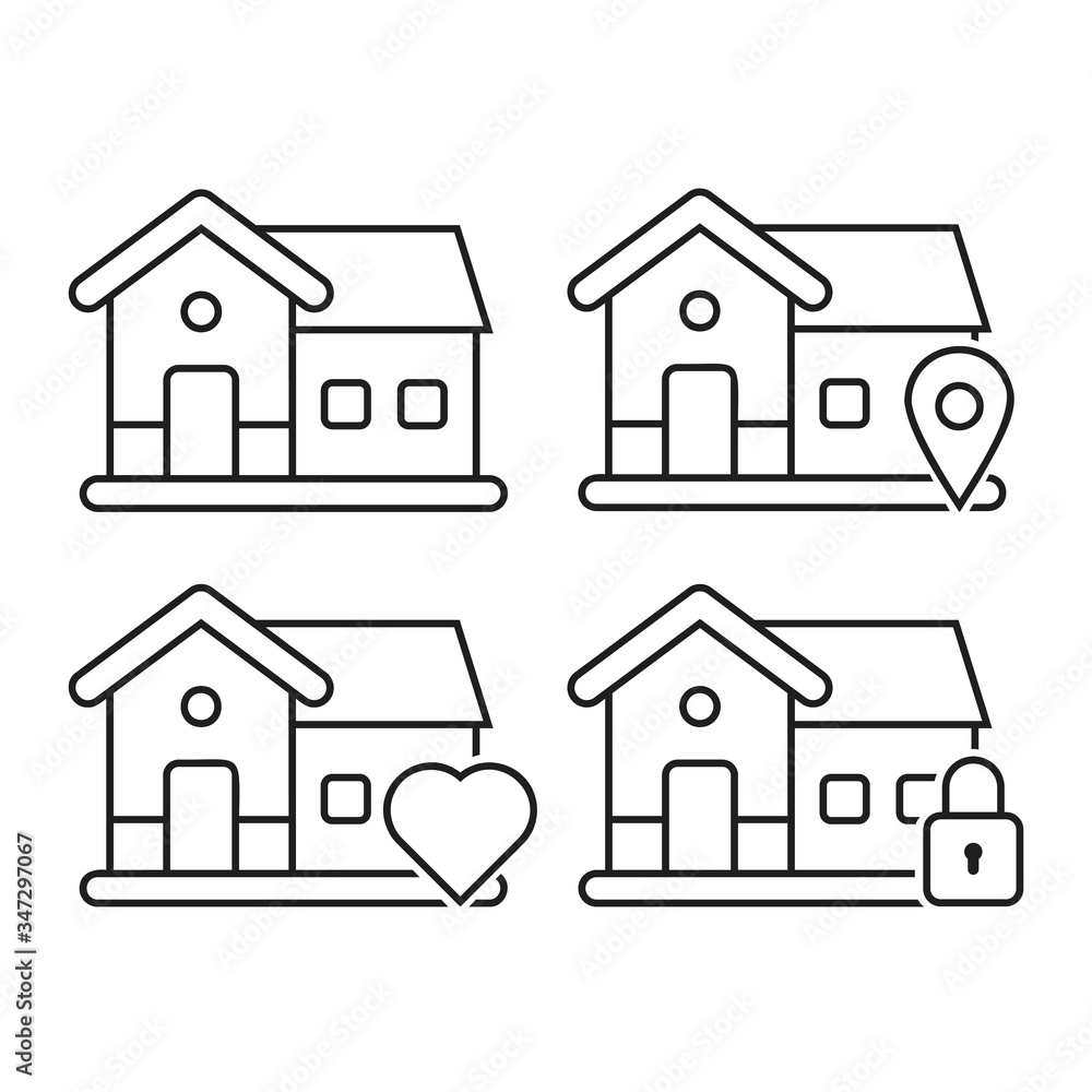 Home icons Flat Vector Symbol
