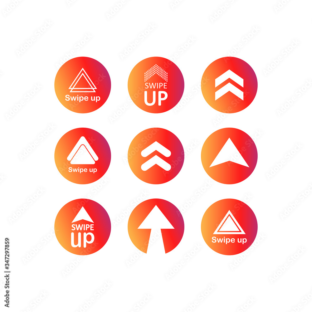 Swipe up, arrow up icon modern button for web or appstore social media instagram concept isolated on white background. Vector EPS 10.