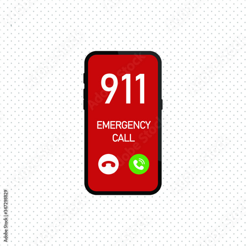 Emergency call, 911, police, ambulance, fire department, call, phone Flat design, vector illustration