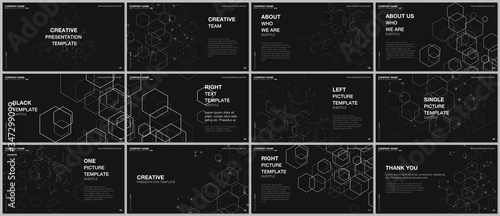 Presentation design vector templates, multipurpose template for presentation slide, flyer, brochure cover design, infographic report. Digital business process automation concept vector infographic.