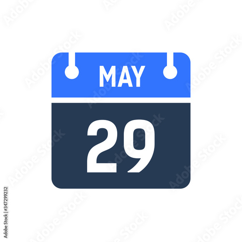 Calendar Date Icon - May 29 Vector Graphic photo