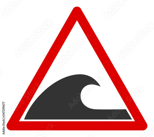 Vector tsunami warning flat icon. Vector pictogram style is a flat symbol tsunami warning icon on a white background.