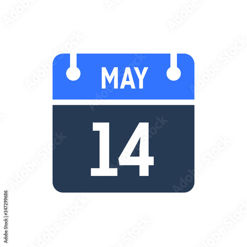 Calendar Date Icon - May 14 Vector Graphic