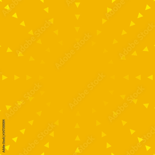 Yellow triangle arrows show the circle center to increase focus of the content/title. It could be used as cover page, business card, logo, billboard, poster, wallpaper, background, etc. Vector drawn.