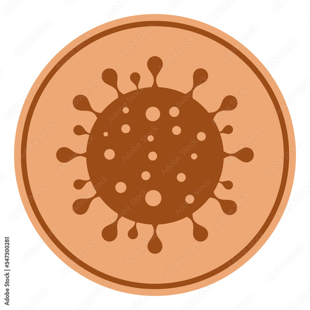Vector bronze coronavirus coin flat icon. Vector pictogram style is a flat symbol bronze coronavirus coin icon on a white background. Vector bronze coronavirus coin flat icon. Vector pictogram style is a flat symbol bronze coronavirus coin icon on a white background.