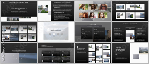 Bundle of editable business templates for digital app, web products. Vector templates for website design, presentations, portfolio, presentation slides, flyer, leaflet, brochure cover, annual report.