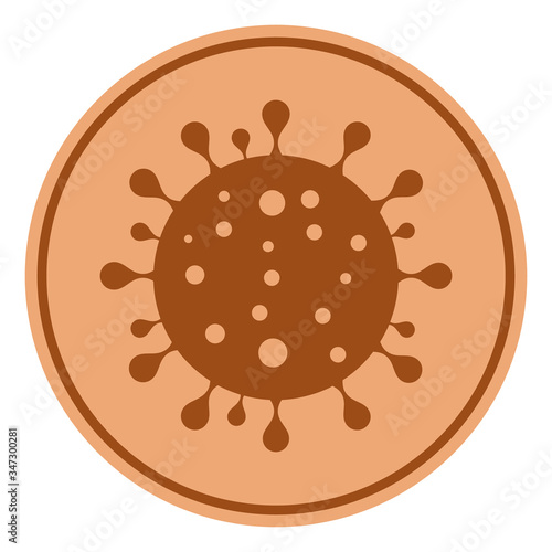 Vector bronze coronavirus coin flat icon. Vector pictogram style is a flat symbol bronze coronavirus coin icon on a white background.