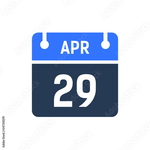 Calendar Date Icon - April 29 Vector Graphic photo