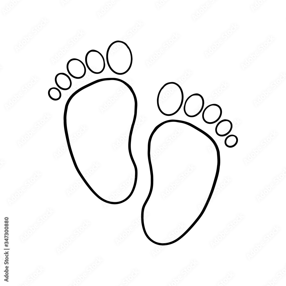 Children's footprint. Traces of bare feet. Vector illustration of bare footprints. Linear symbol of footprints. Children's footprint. Traces of bare feet. Vector illustration of bare footprints. Linear symbol of footprints.
