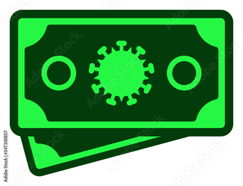 Vector covid-19 banknotes flat icon. Vector pictograph style is a flat symbol covid-19 banknotes icon on a white background. photo