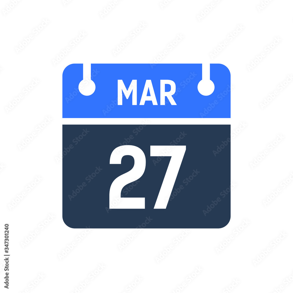 Calendar Date Icon - March 27 Vector Graphic Calendar Date Icon - March 27 Vector Graphic