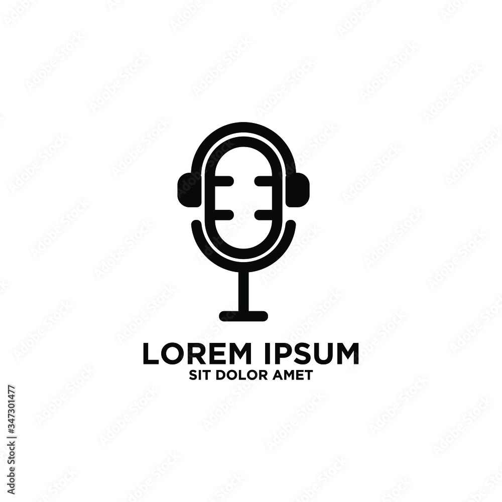 Obraz premium simple modern abstract podcast mic logo icon design