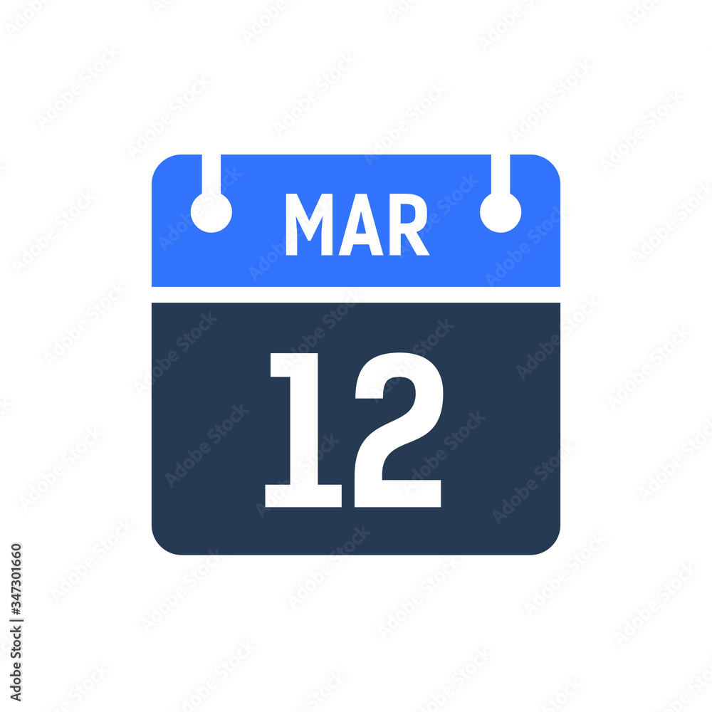 Calendar Date Icon - March 12 Vector Graphic Calendar Date Icon - March 12 Vector Graphic
