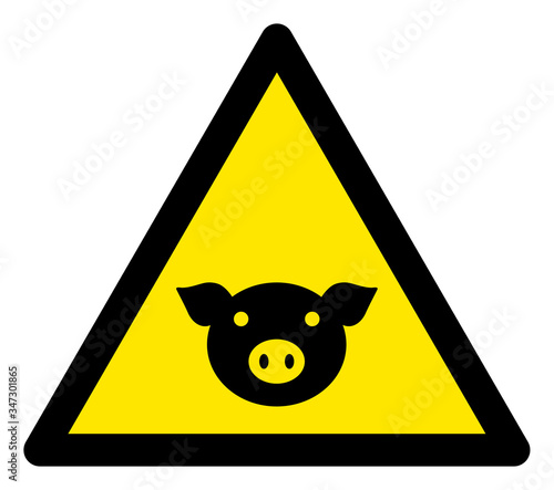 Vector pork warning flat icon. Vector pictogram style is a flat symbol pork warning icon on a white background.