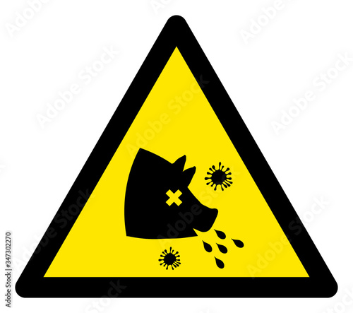 Vector swine fever warning flat icon. Vector pictogram style is a flat symbol swine fever warning icon on a white background.