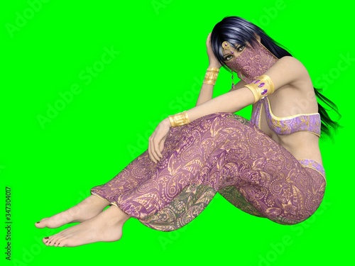 Foto 3D Arabian nights harem girl