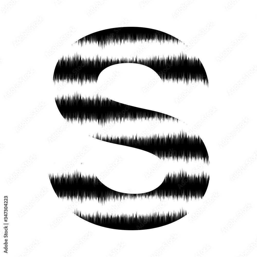 ENGLISH ALPHABET MADE OF JAGGED BLACK AND WHITE ZEBRA PRINT : S ENGLISH ALPHABET MADE OF JAGGED BLACK AND WHITE ZEBRA PRINT : S
