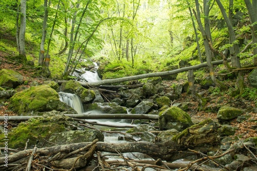 long exposure shot of a small waterfall in Rila mountains  Bulgaria