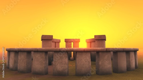 Quadro em tela 3D intact Stonehenge at dawn