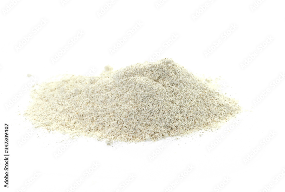 Pile of integral spelt wheat flour isolated on white background Pile of integral spelt wheat flour isolated on white background