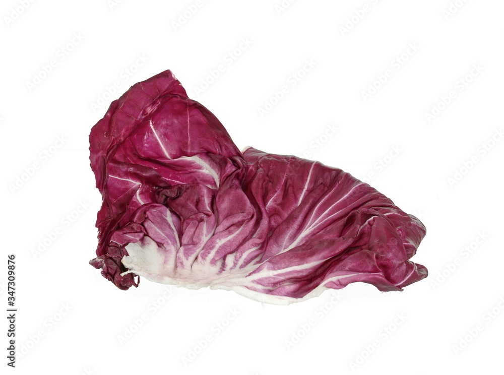 Obraz premium Radicchio, red salad isolated on white background. Red cabbage.