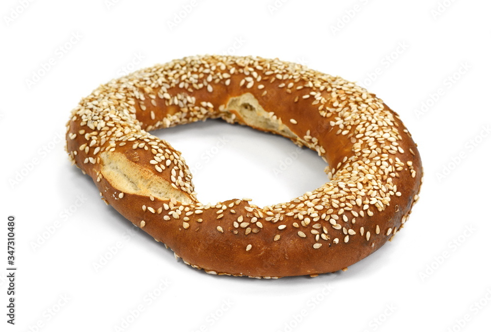 tasty bagel with sesame seed on white background tasty bagel with sesame seed on white background