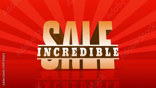 eye-catching poster with big 3d shiny lettering for incredible sale calling over bright red light rays