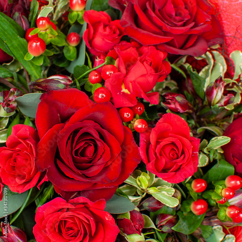 Bouquet of red roses. 