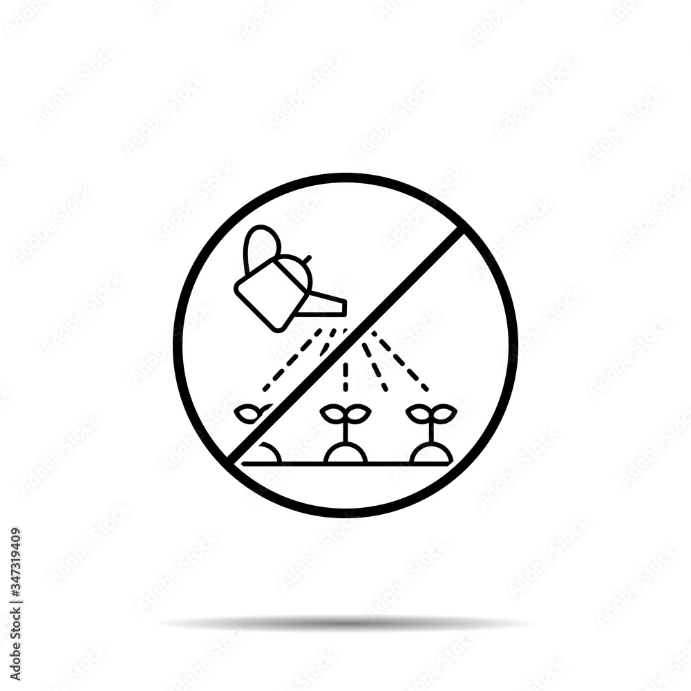 No watering can icon. Simple thin line, outline vector of autumn ban, prohibition, embargo, interdict, forbiddance icons for ui and ux, website or mobile application No watering can icon. Simple thin line, outline vector of autumn ban, prohibition, embargo, interdict, forbiddance icons for ui and ux, website or mobile application