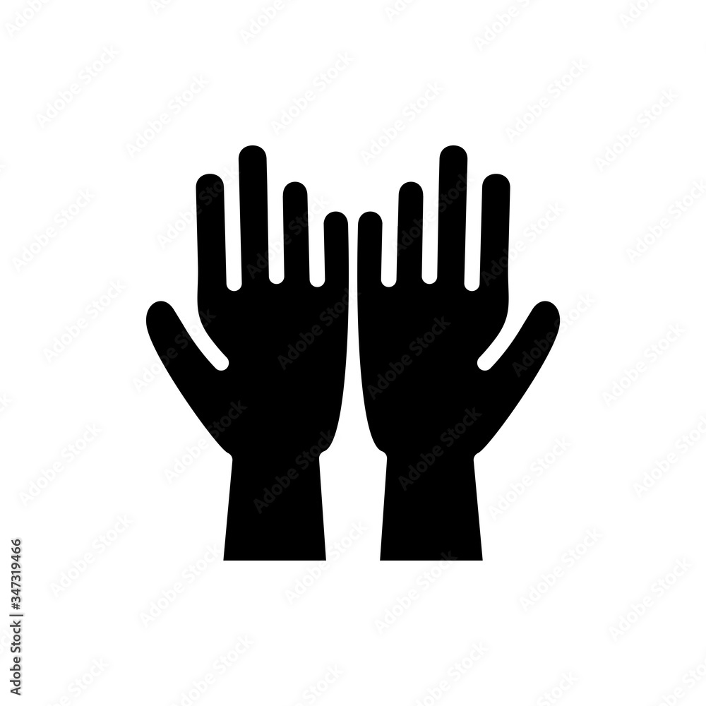 Fototapeta premium Hand pray islam glyph icon design vector.