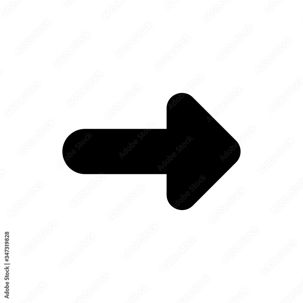 Arrow glyph icon design. Forward mark vector illustration. Black glyph on white background. Arrow glyph icon design. Forward mark vector illustration. Black glyph on white background.