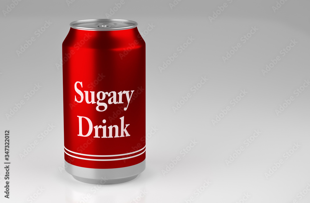 3d Render red can of sugary drink on white background copy space 3d Render red can of sugary drink on white background copy space