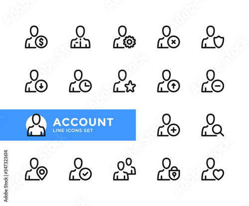 Account vector line icons. Simple set of outline symbols, graphic design elements. Line icons set. Pixel Perfect
