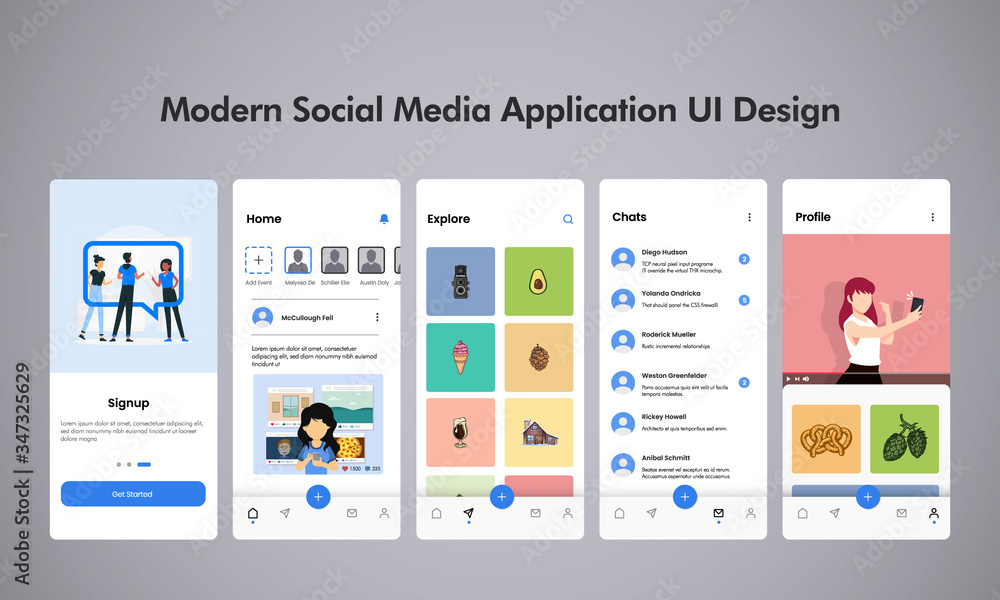 Modern Social Media Mobile Application Design