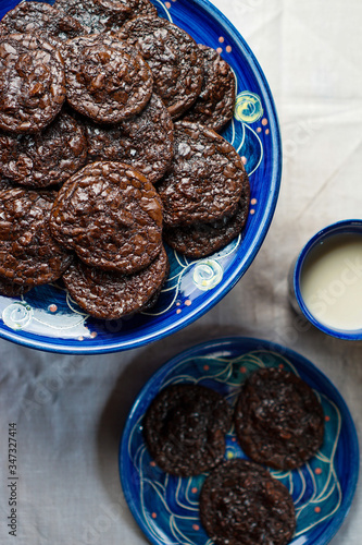 Chocolate cookies with sea salt photo