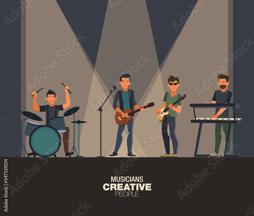 Music band. Group of young rock musician

