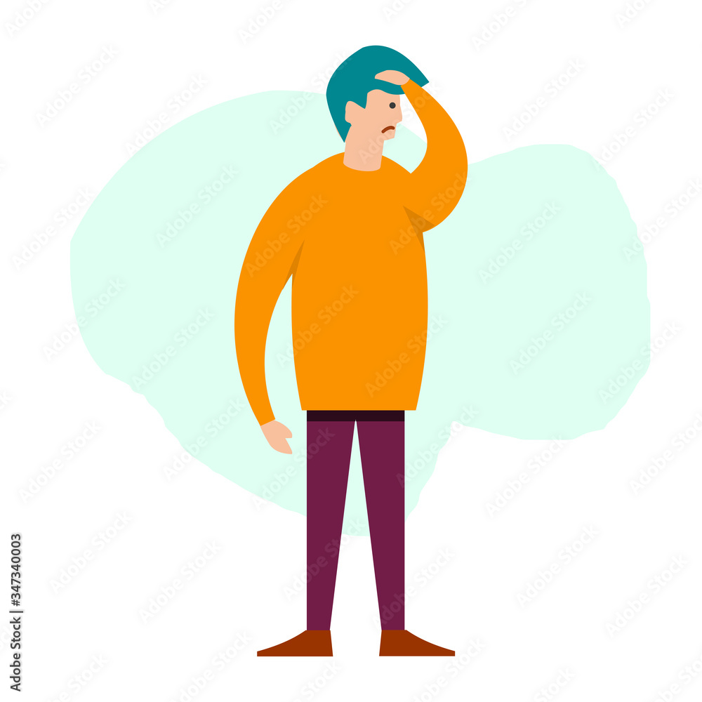 man with headache pose vector illustration 