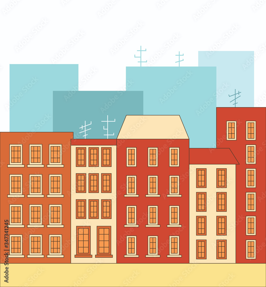Vector color illustration with houses