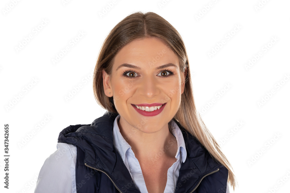 Caucasian woman on isolated Caucasian woman on isolated