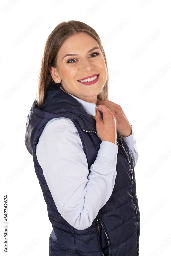 Caucasian woman on isolated Caucasian woman on isolated