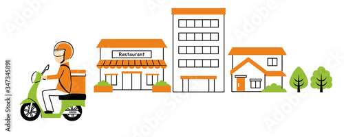 illustration of delivery and bike